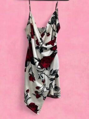 Red and white floral pattern dress